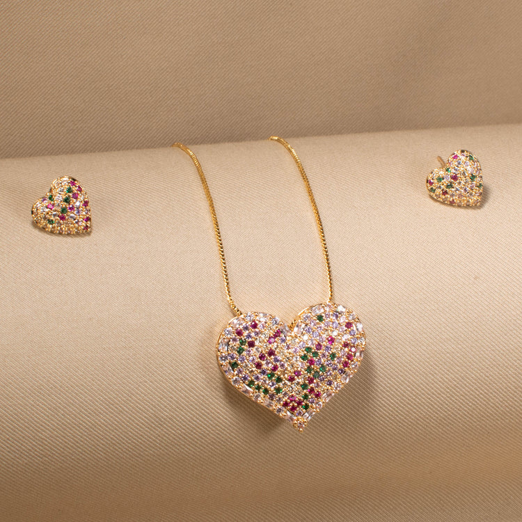 Confetti Heart Pendant Set