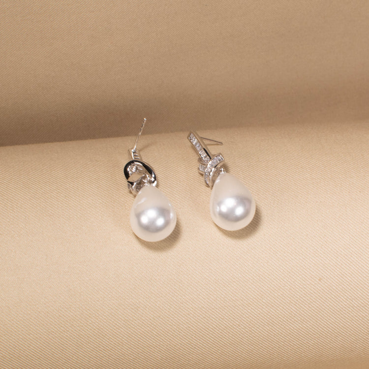 Frosty Teardrop Pearl Earrings