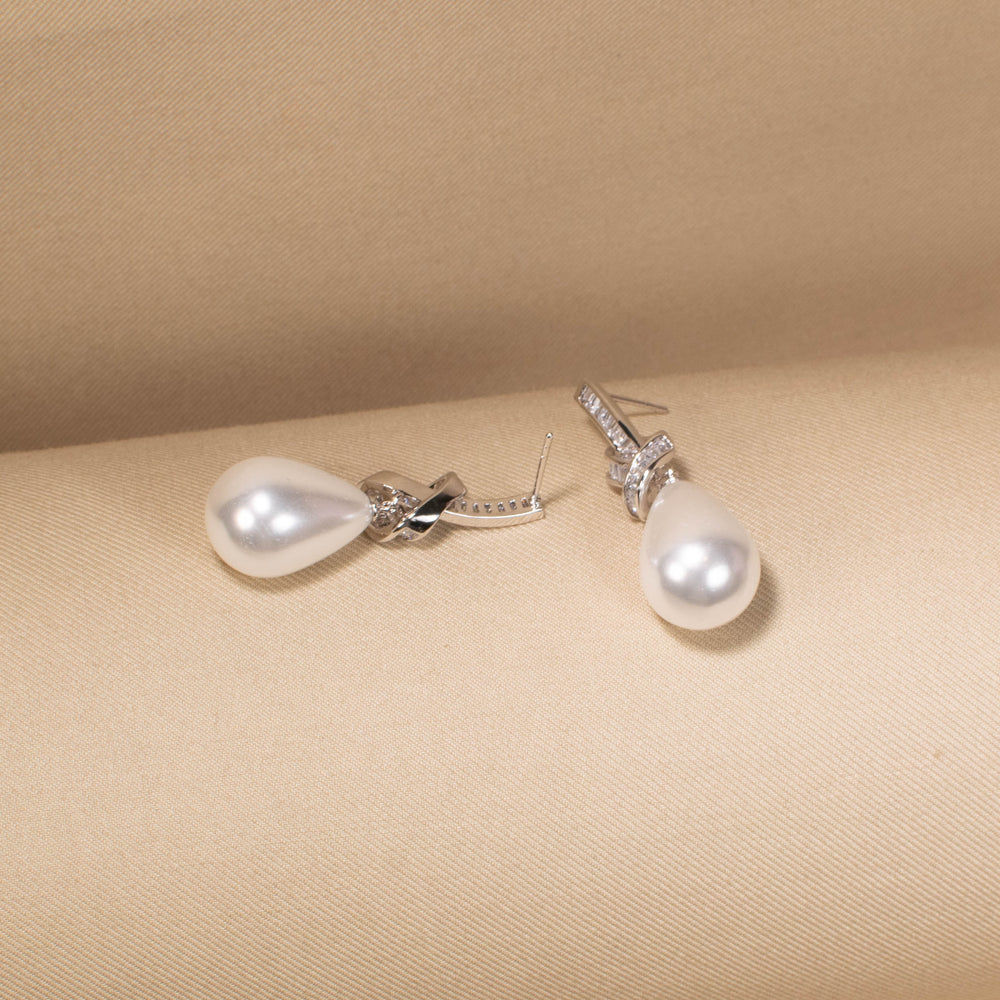 Frosty Teardrop Pearl Earrings