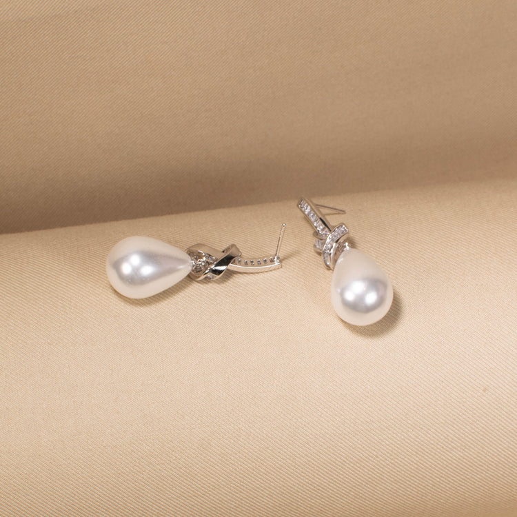 Frosty Teardrop Pearl Earrings