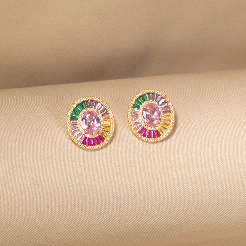 Rosy Prism Disc Pendant Set
