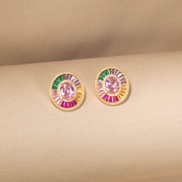 Rosy Prism Disc Pendant Set