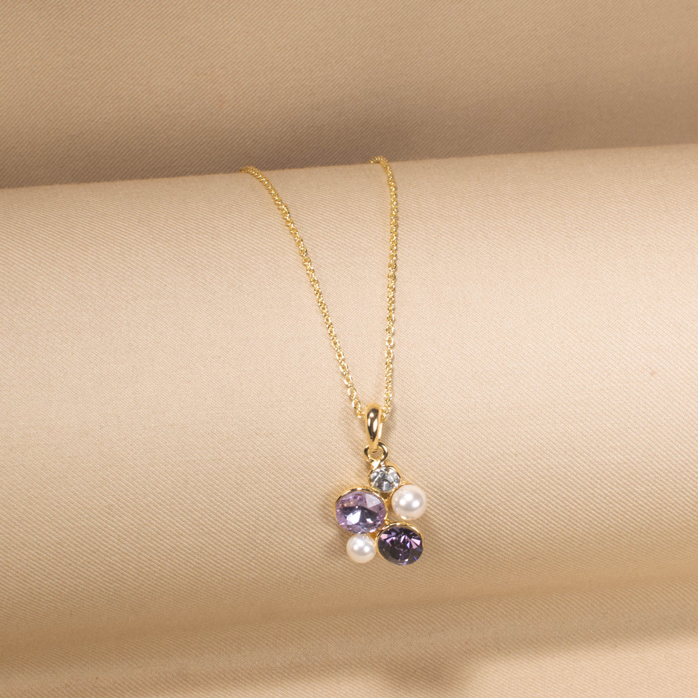 Plum & Pearl Cluster Pendant Set