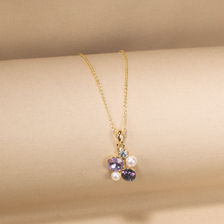 Plum & Pearl Cluster Pendant Set