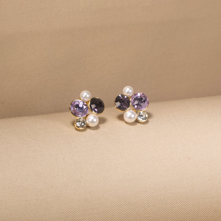 Plum & Pearl Cluster Pendant Set