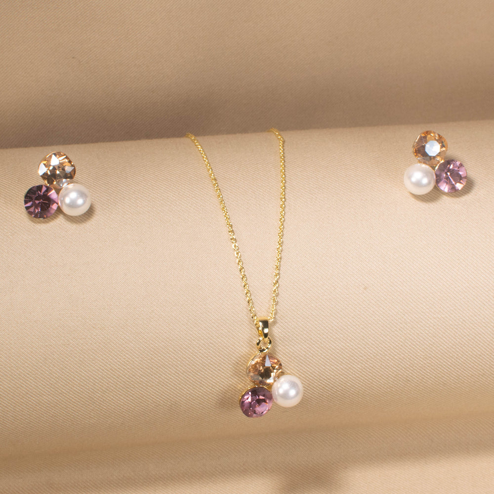 Caramel Berry Pearl Pendant Set