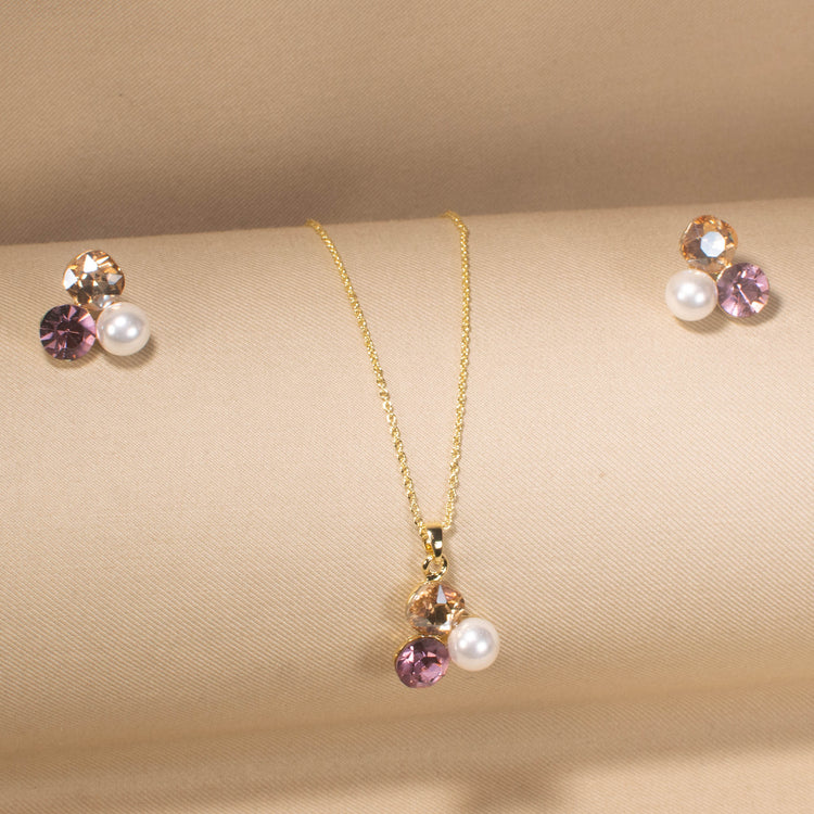 Caramel Berry Pearl Pendant Set