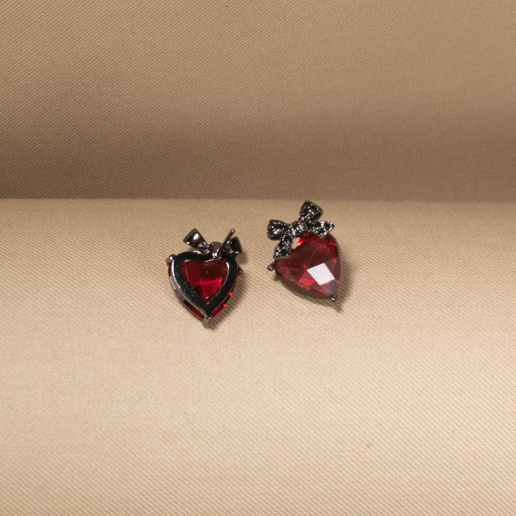 Ruby Bow Crystal Studs