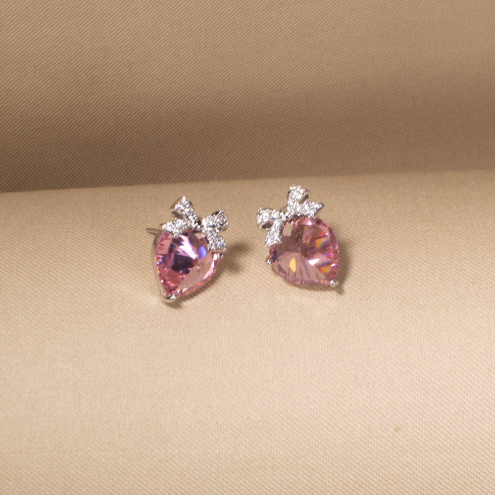 Blush Bow Crystal Studs