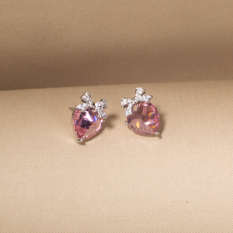 Blush Bow Crystal Studs