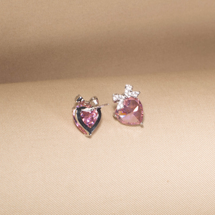 Blush Bow Crystal Studs
