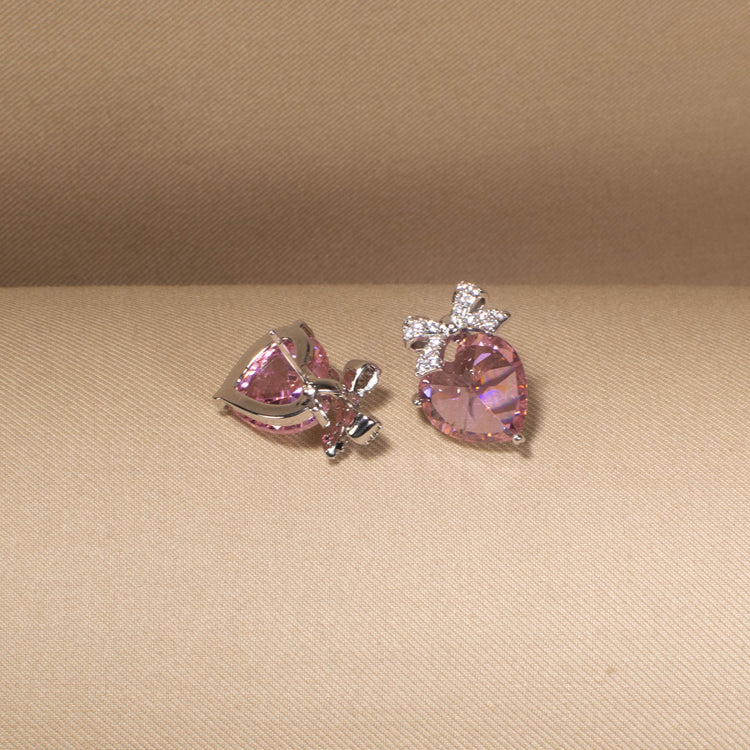 Blush Bow Crystal Studs
