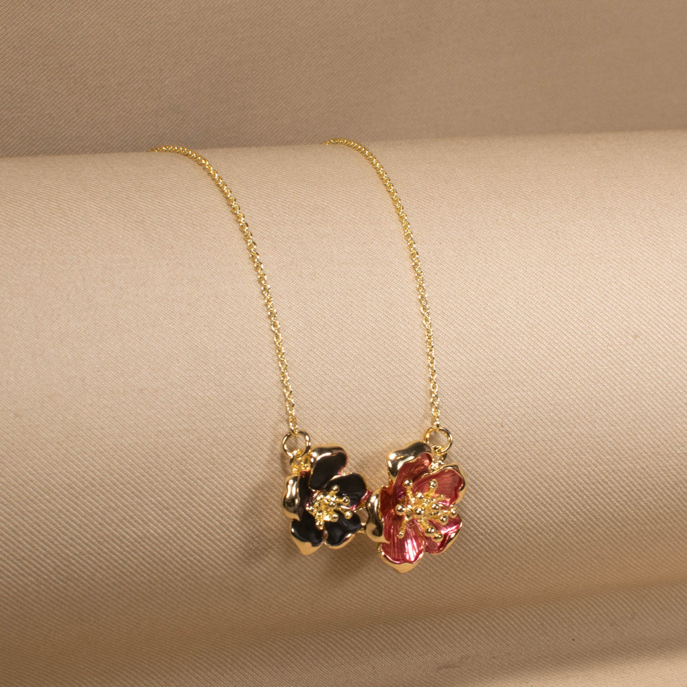 Scarlet Petal Duo Pendant Set