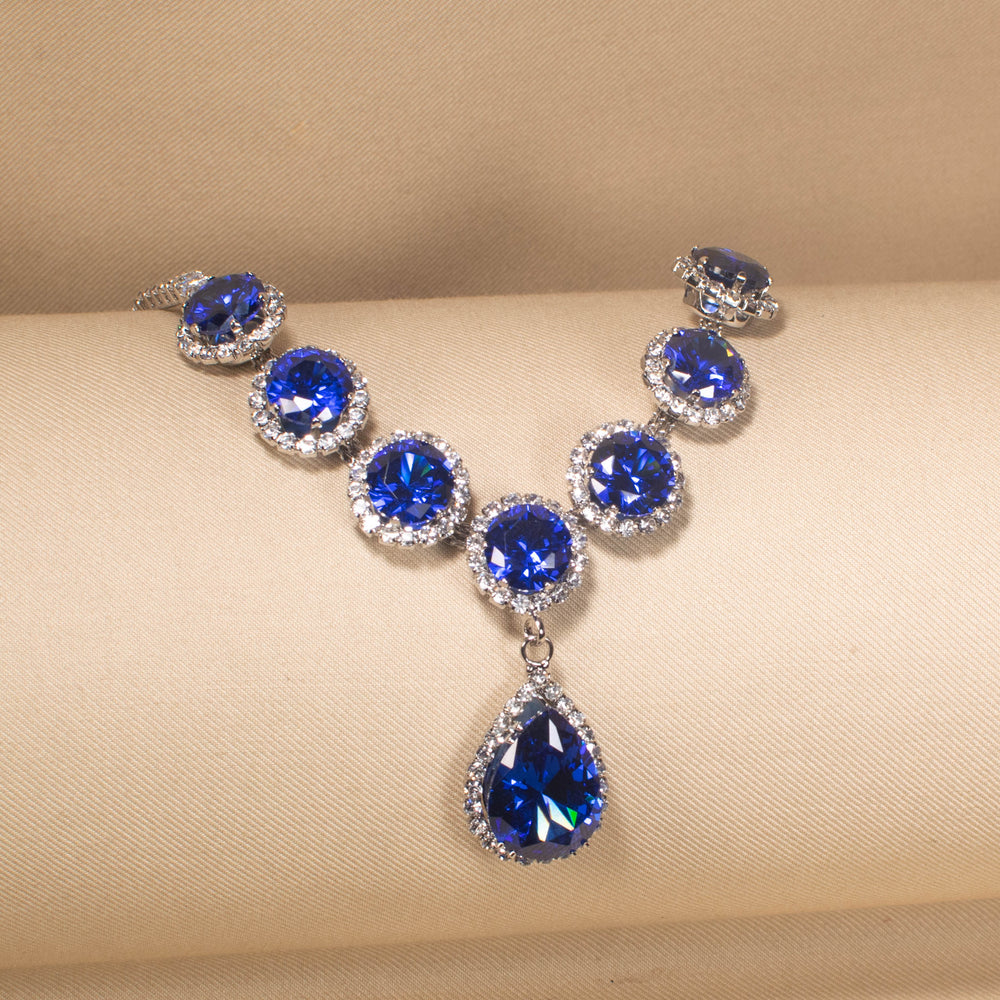 Royal Sapphire Cascade Necklace Set