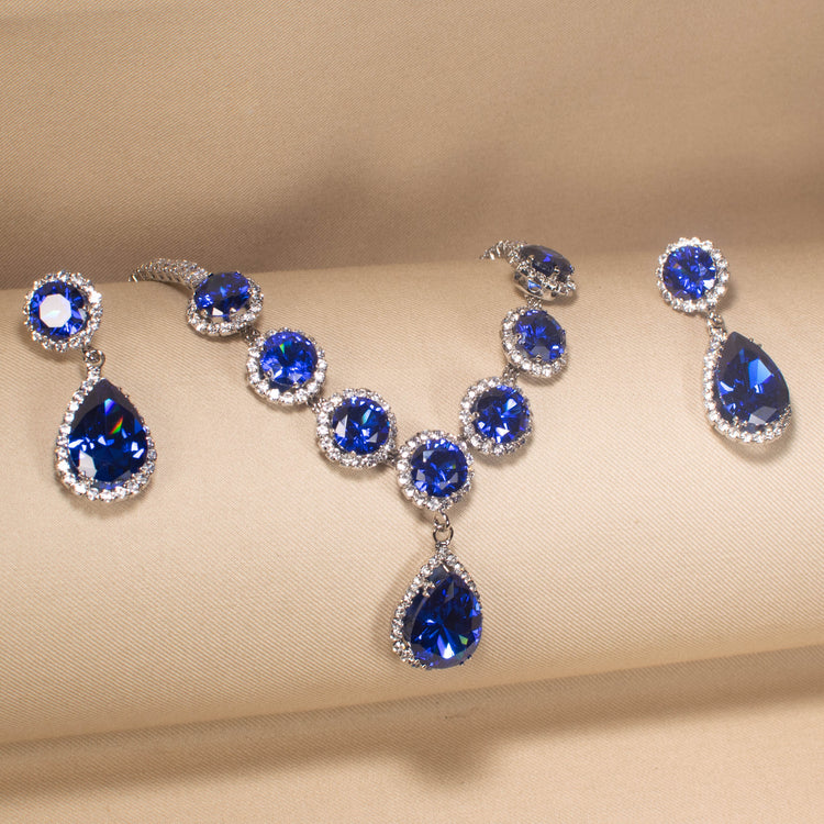 Royal Sapphire Cascade Necklace Set