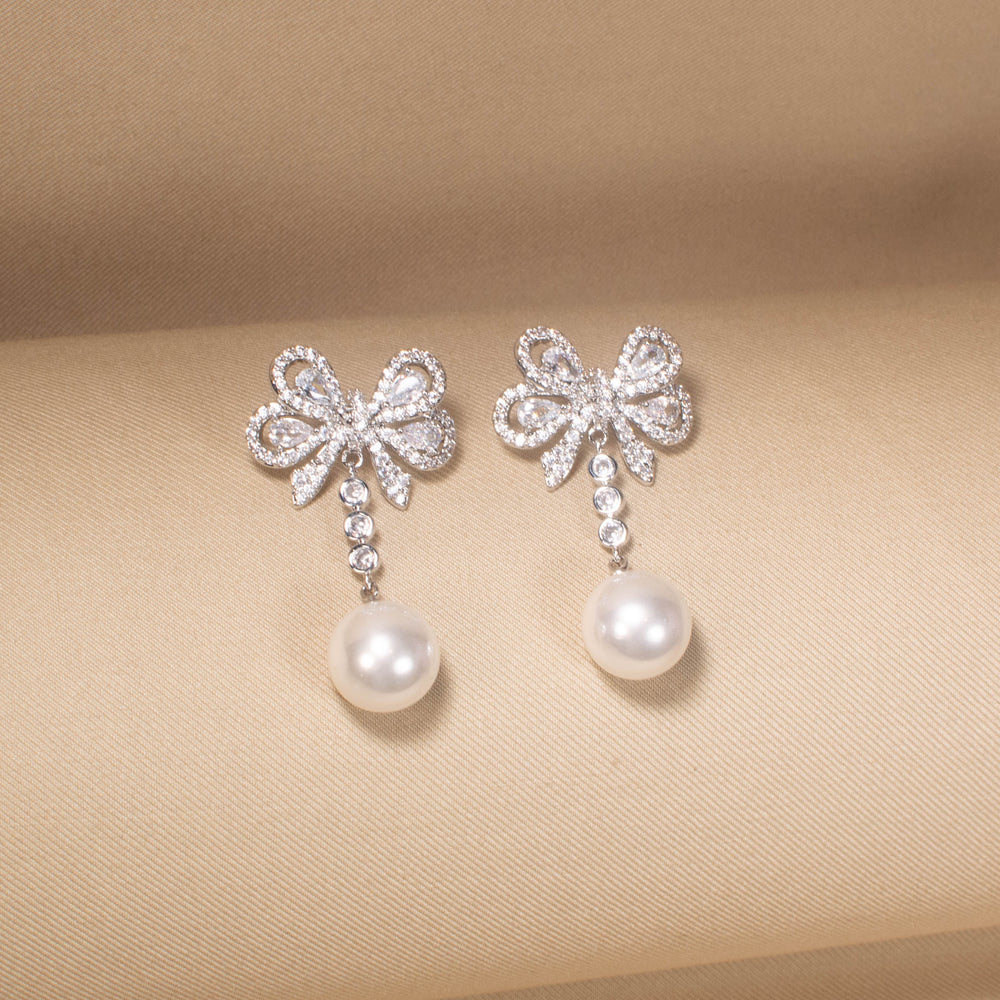 Elegance Bow & Pearl Earrings