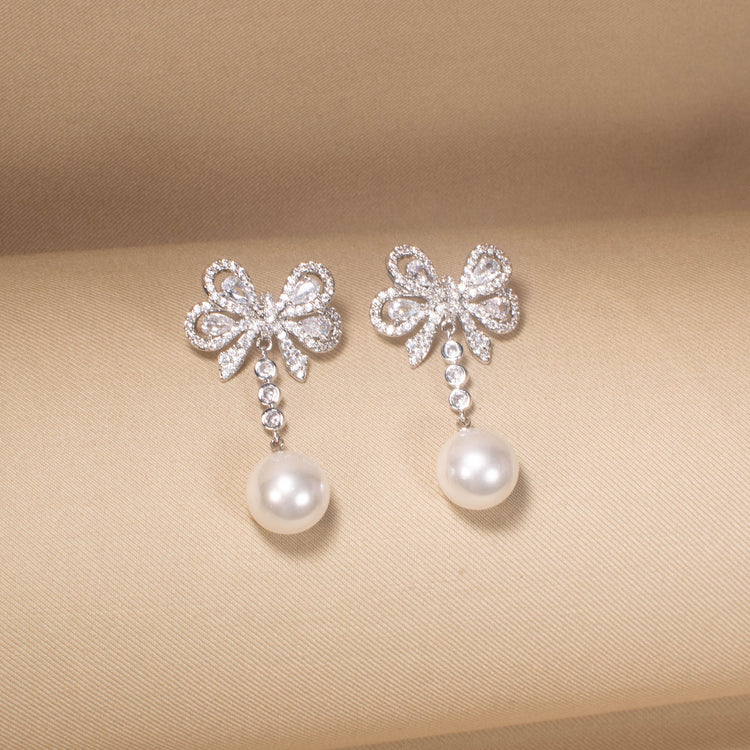 Elegance Bow & Pearl Earrings