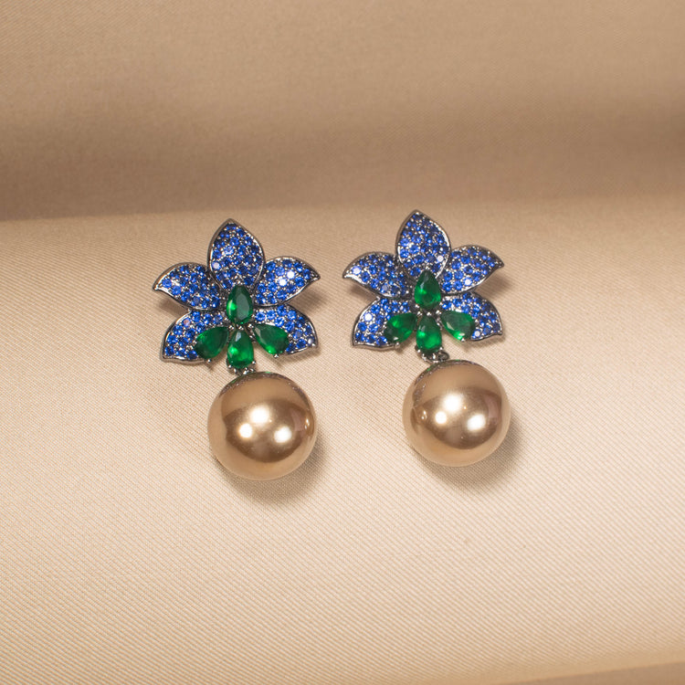 Sapphire Flora Pearl Earring