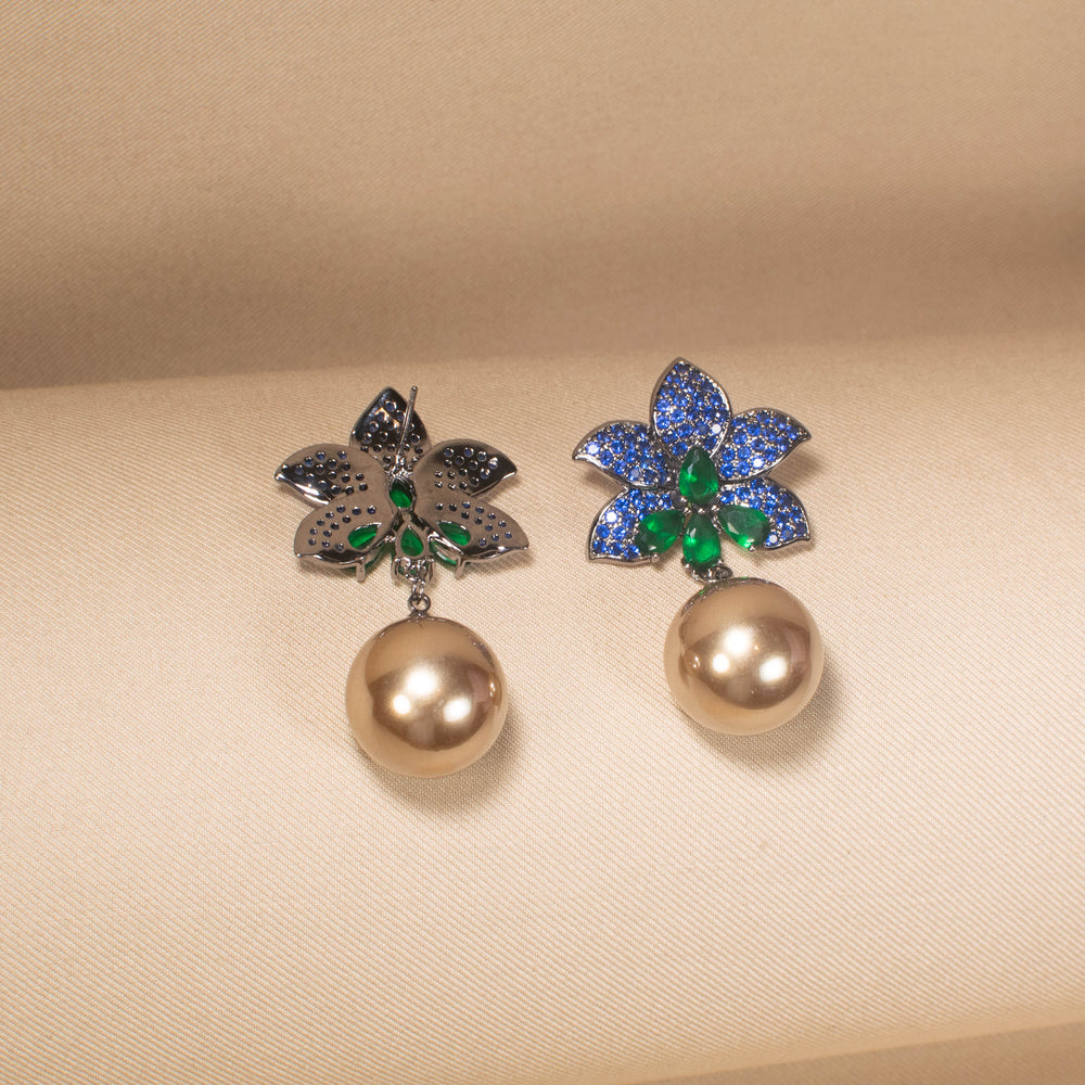Sapphire Flora Pearl Earring