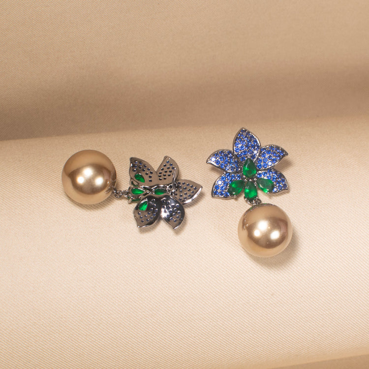 Sapphire Flora Pearl Earring