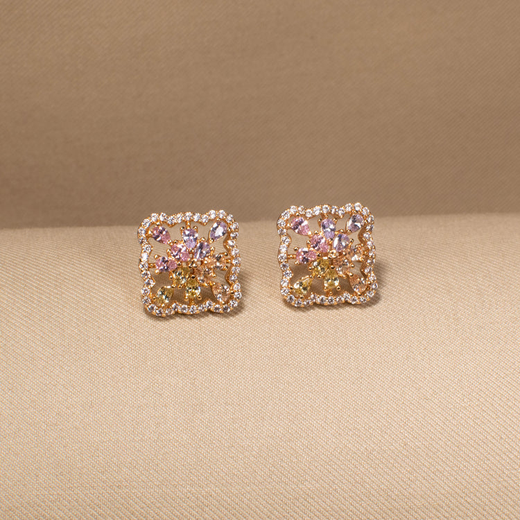 Rainbow Mosaic Square Studs