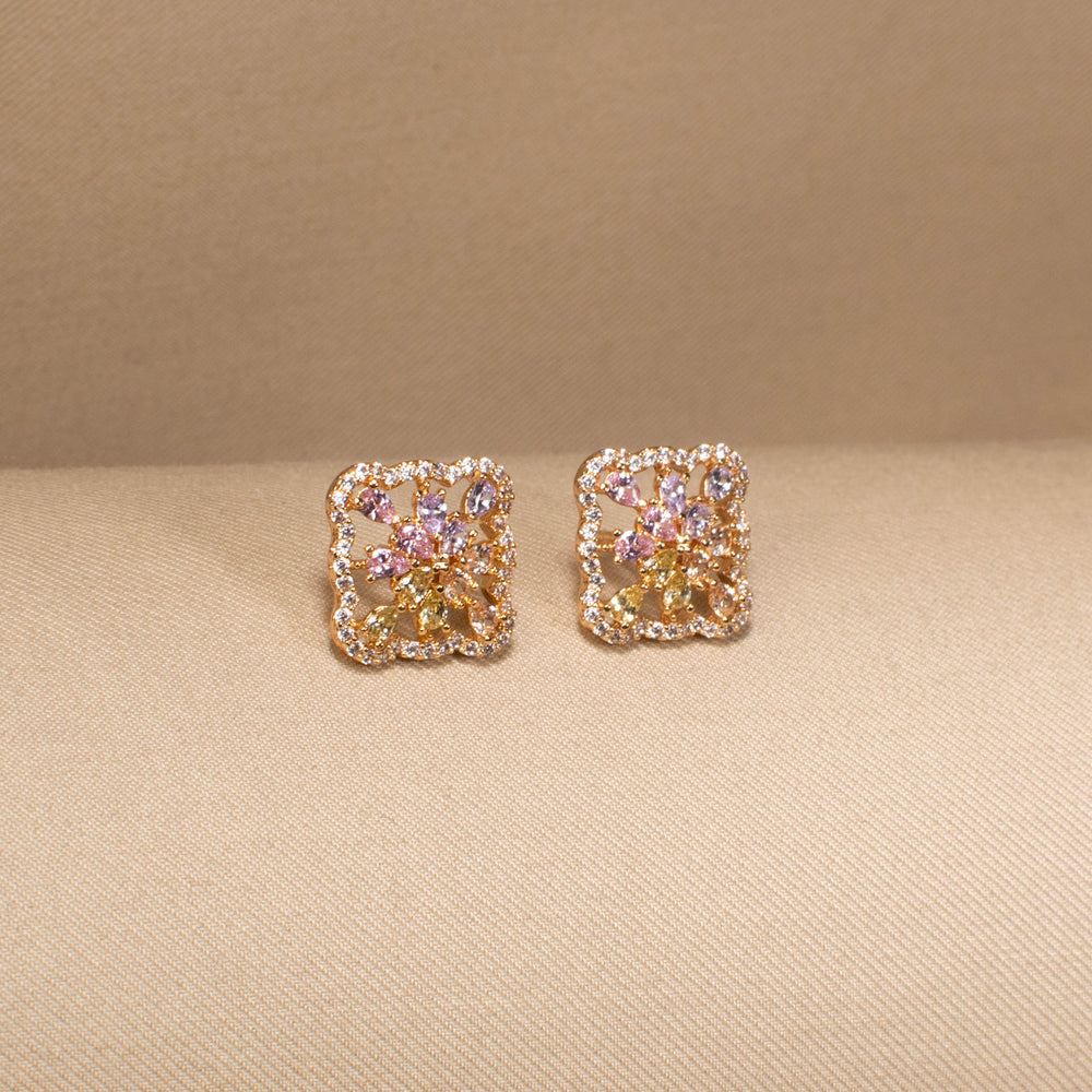 Rainbow Mosaic Square Studs