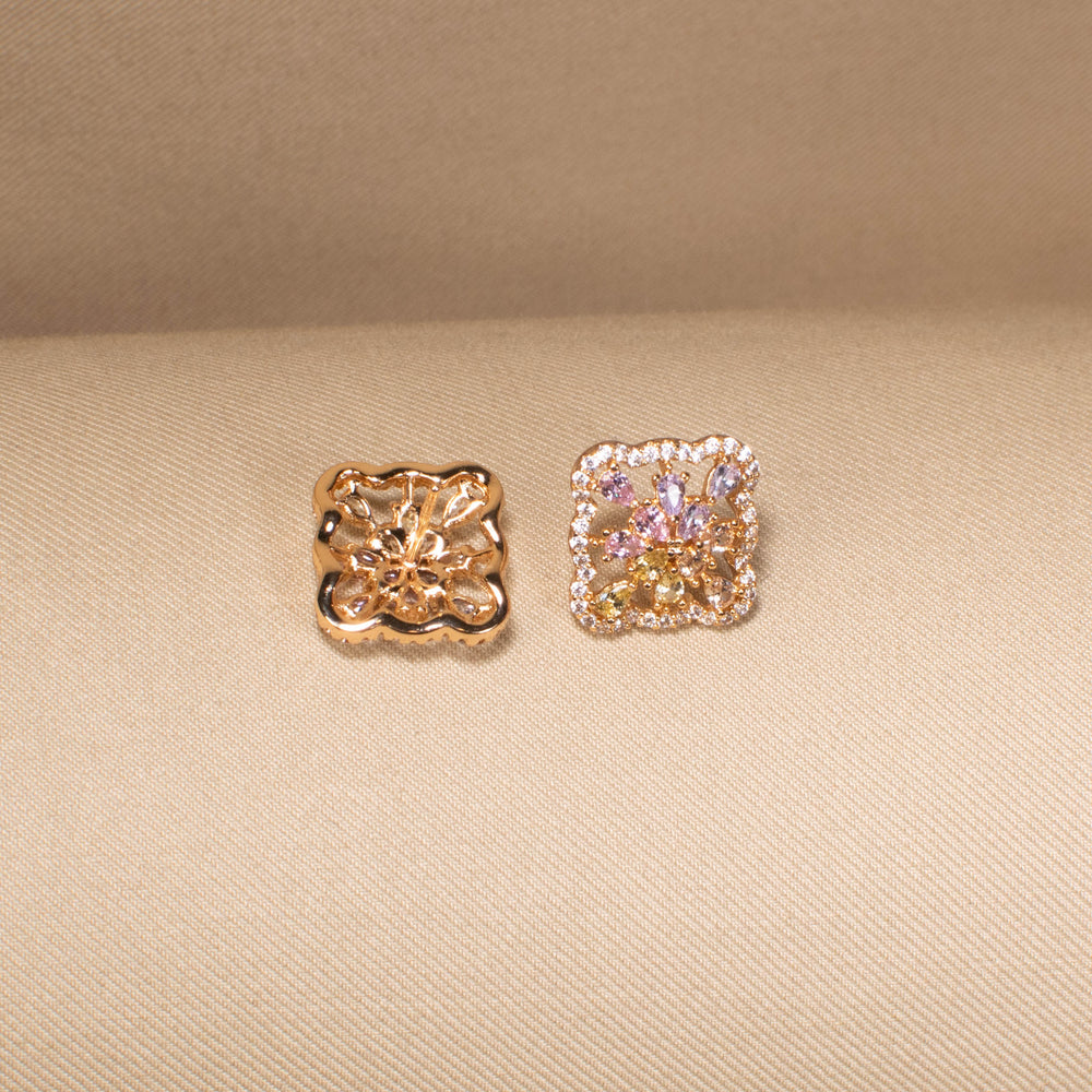 Rainbow Mosaic Square Studs