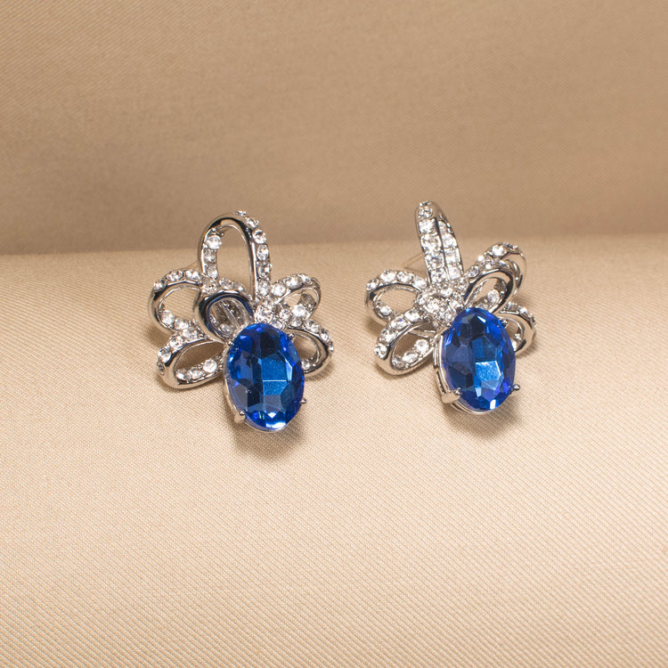 Blue Bow Chic Earrings