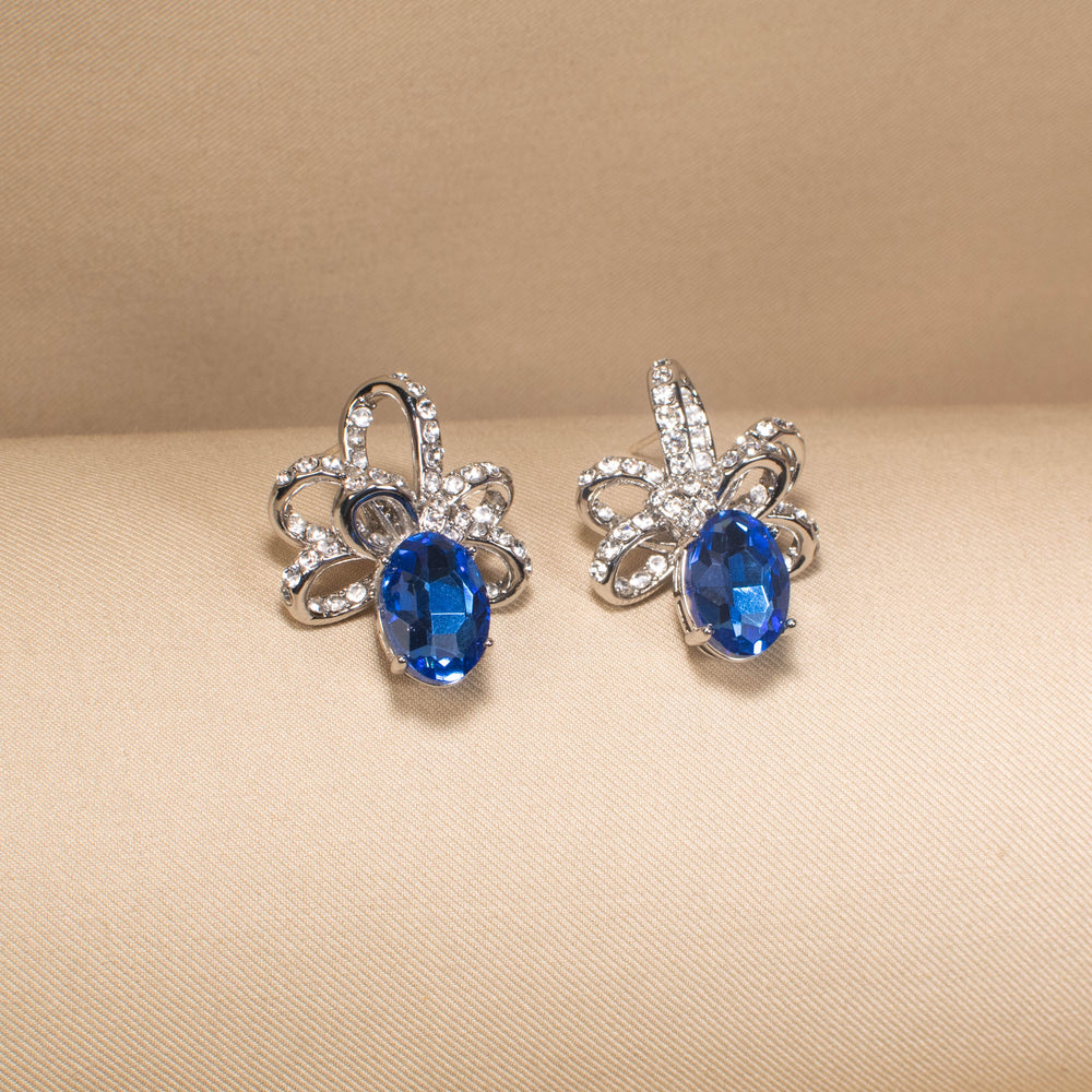 Blue Bow Chic Earrings