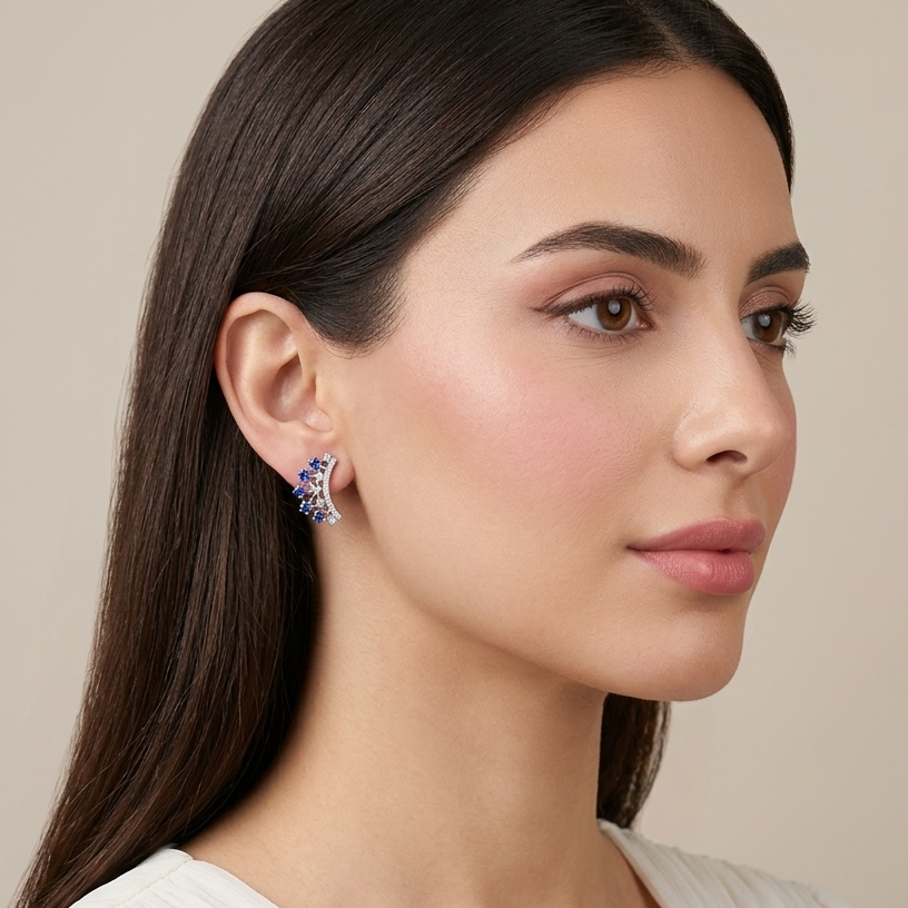 Sapphire Arch Charm Studs