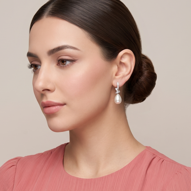 Frosty Teardrop Pearl Earrings