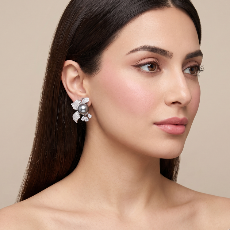 Smoky Pearl Flare Studs