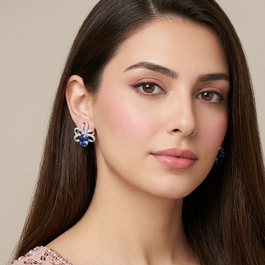 Blue Bow Chic Earrings