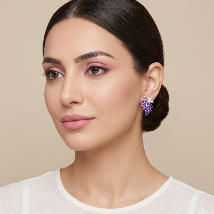 The Berry Crush Earrings - Purple