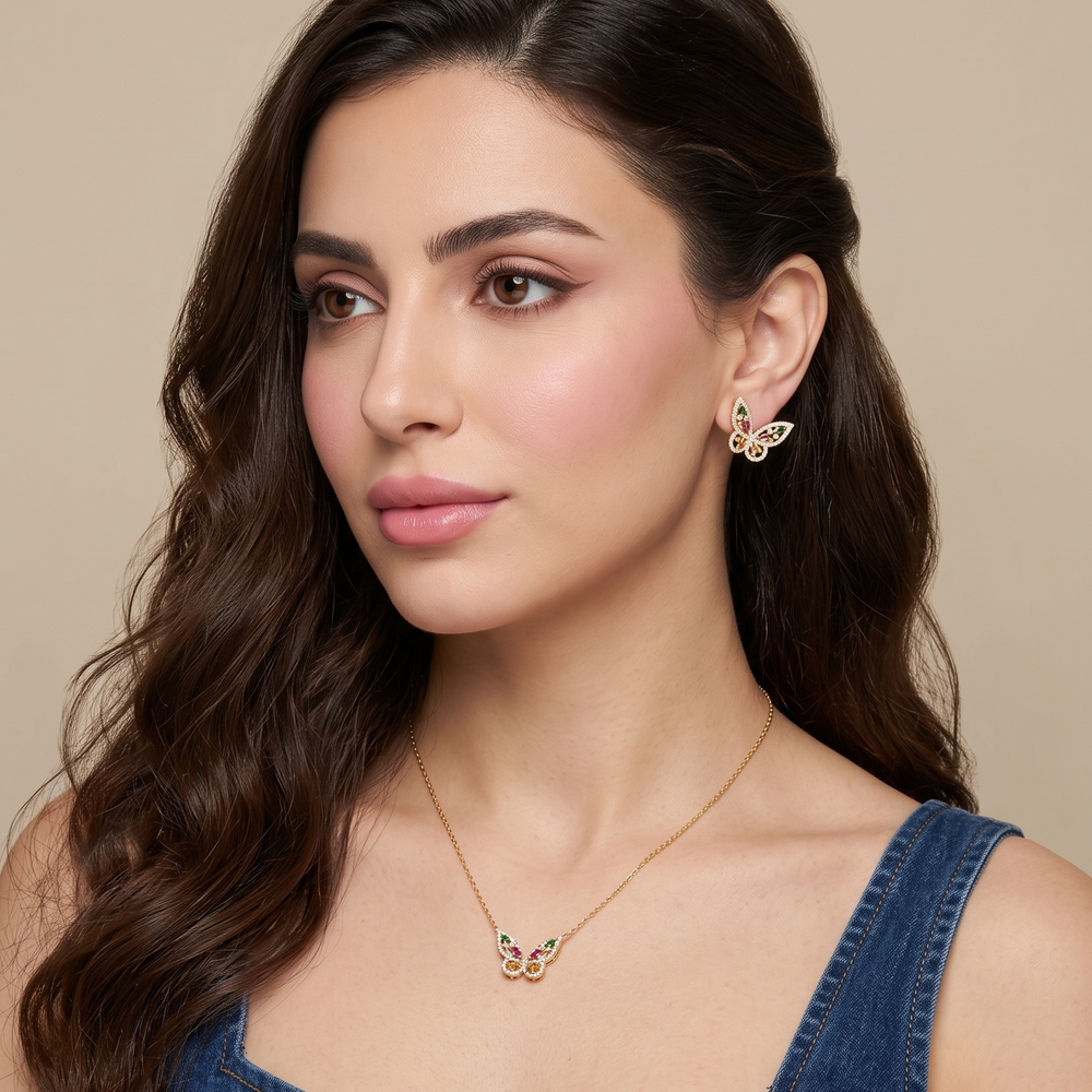 Vibrant Wing Symphony Pendant Set