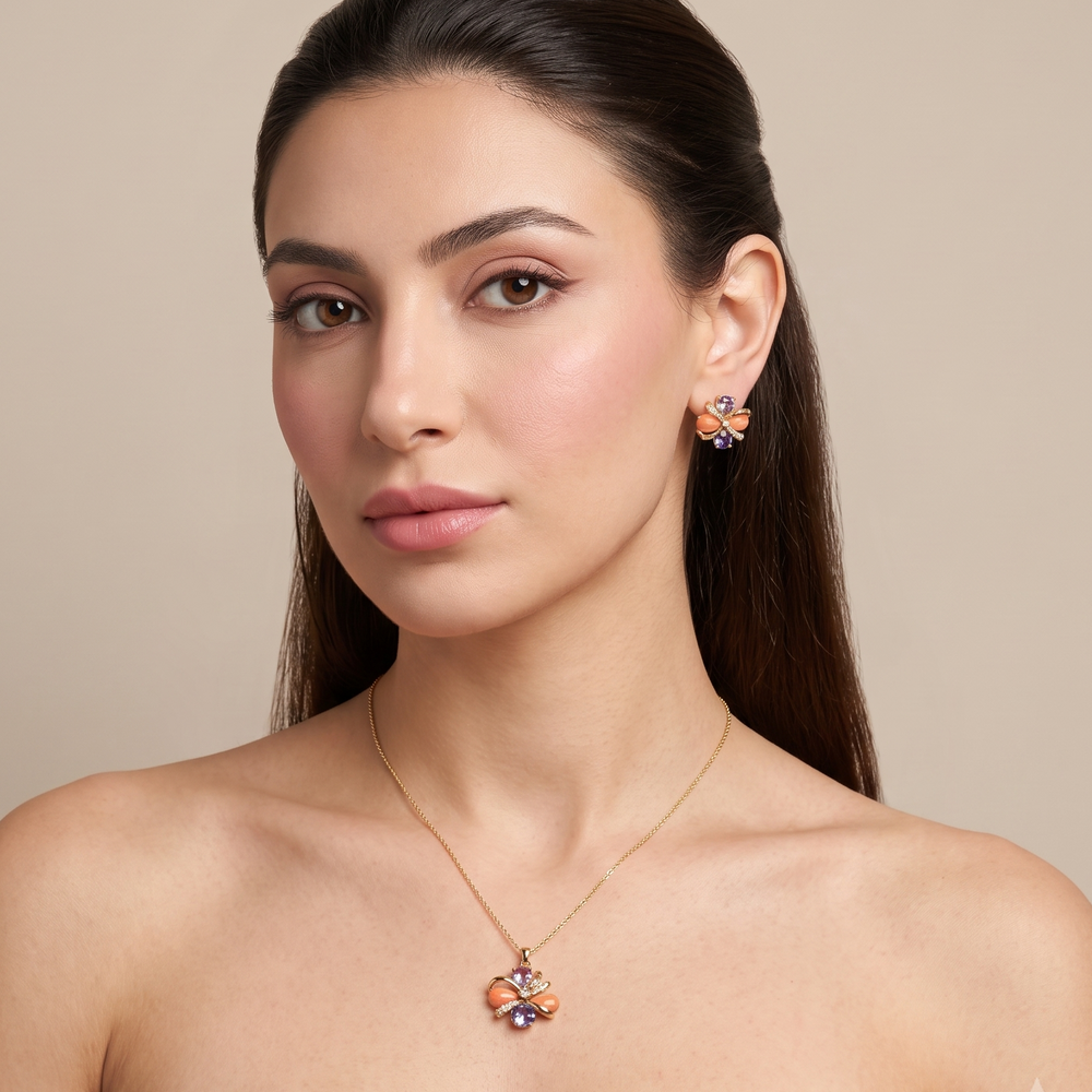 Velvet Breeze Flower Pendant Set