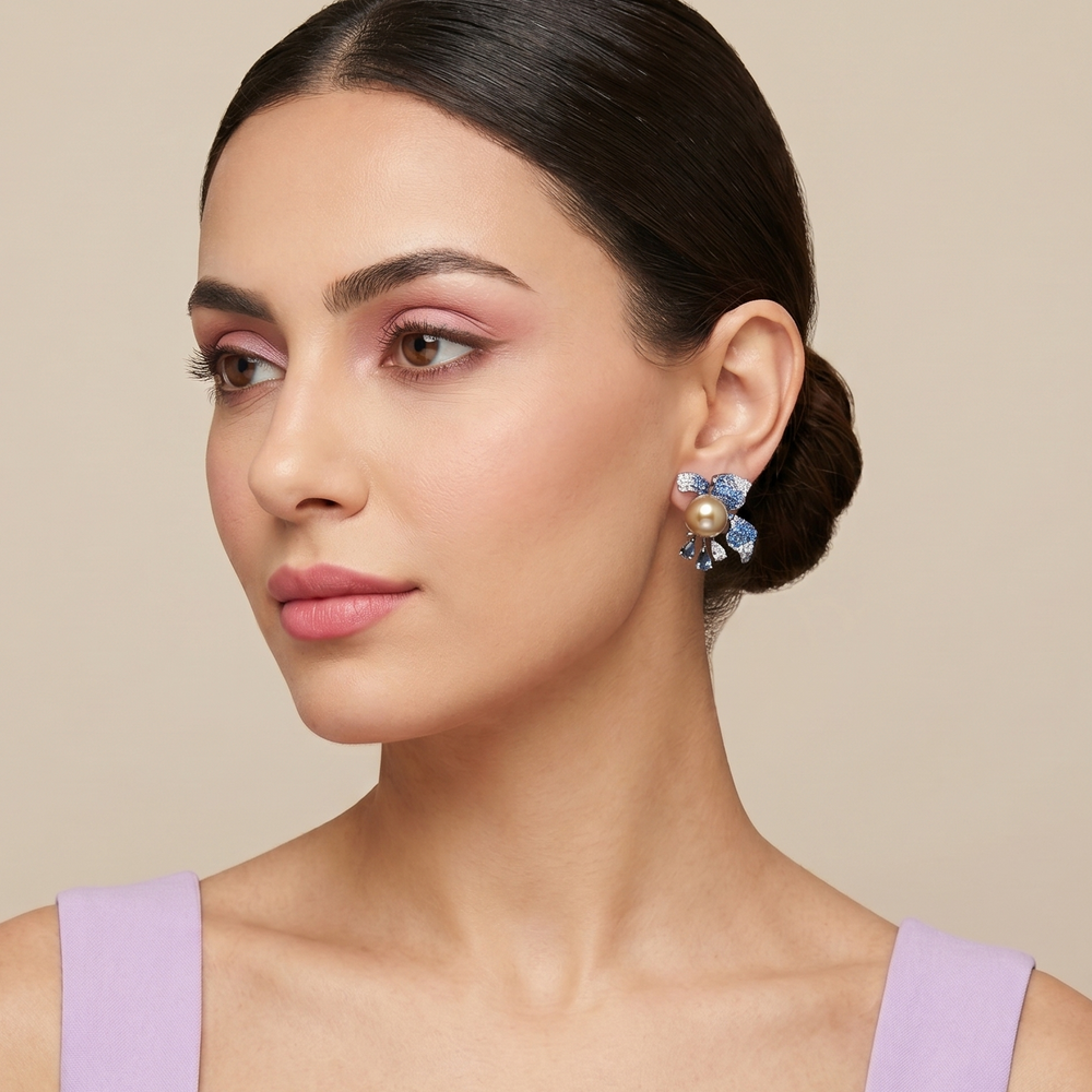 Blue Peacock Pearl Earrings