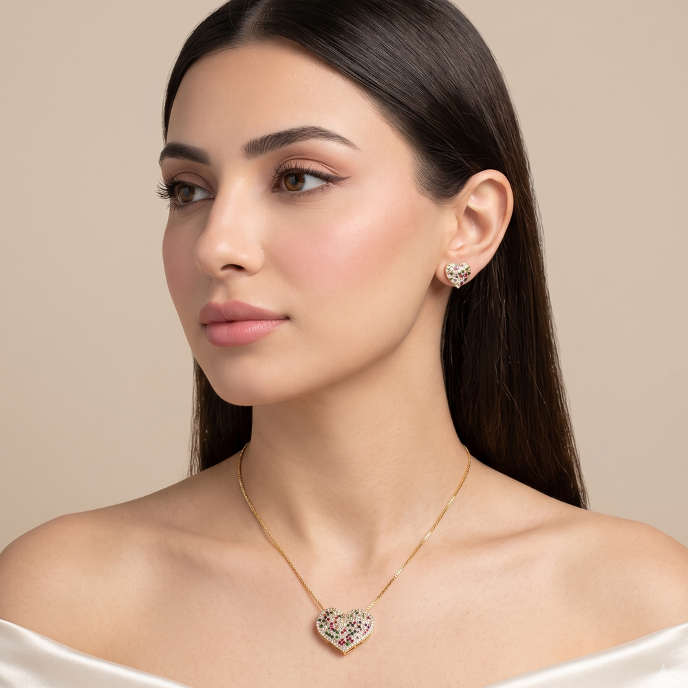 Confetti Heart Pendant Set