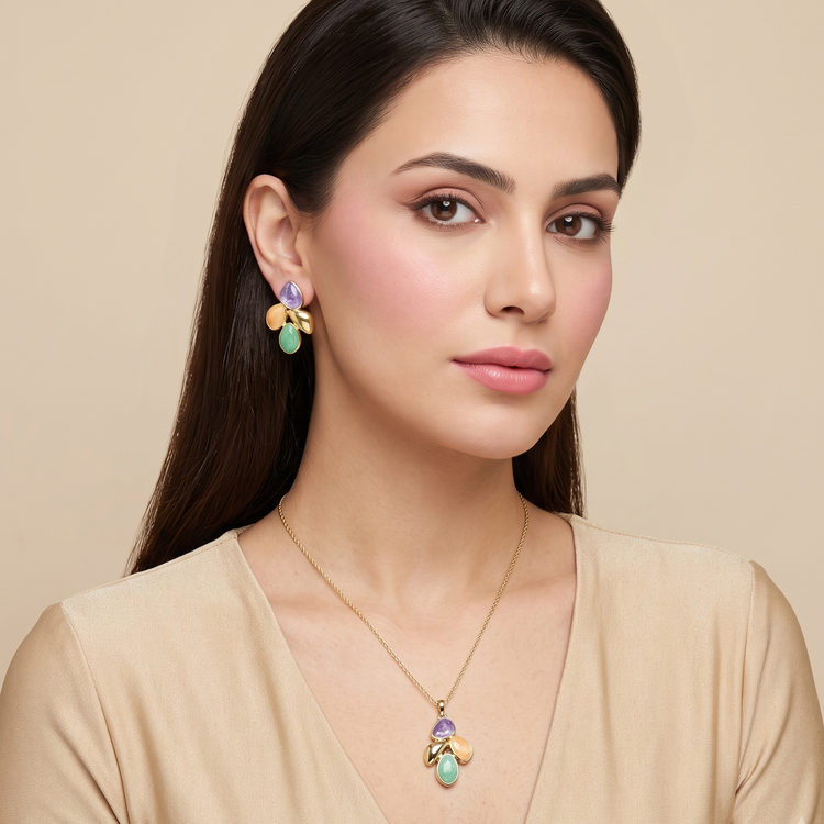 Pastel Leaflet Pendant Set