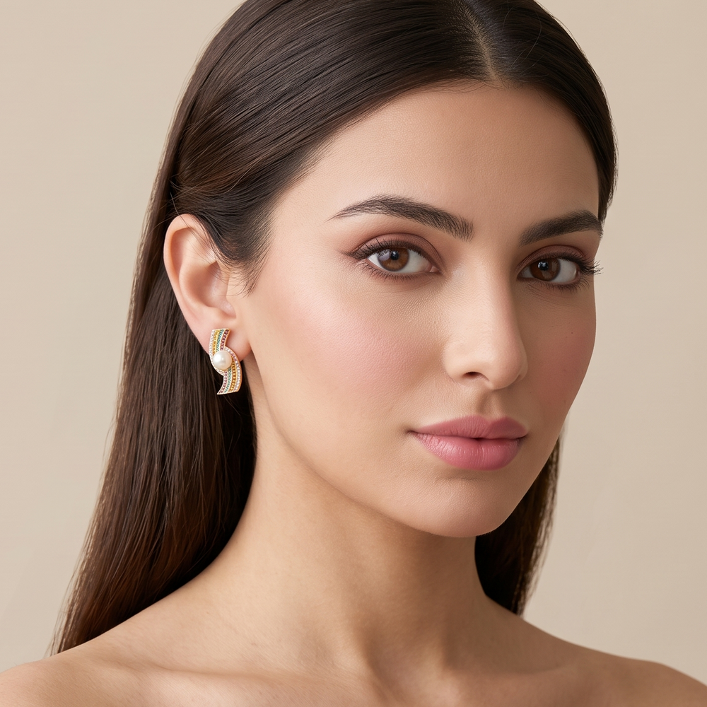 Prismatic Wave Pearl Earring