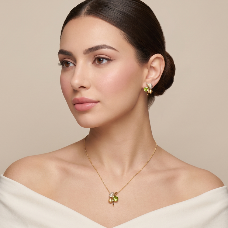 Olive Orbit Pendant Set