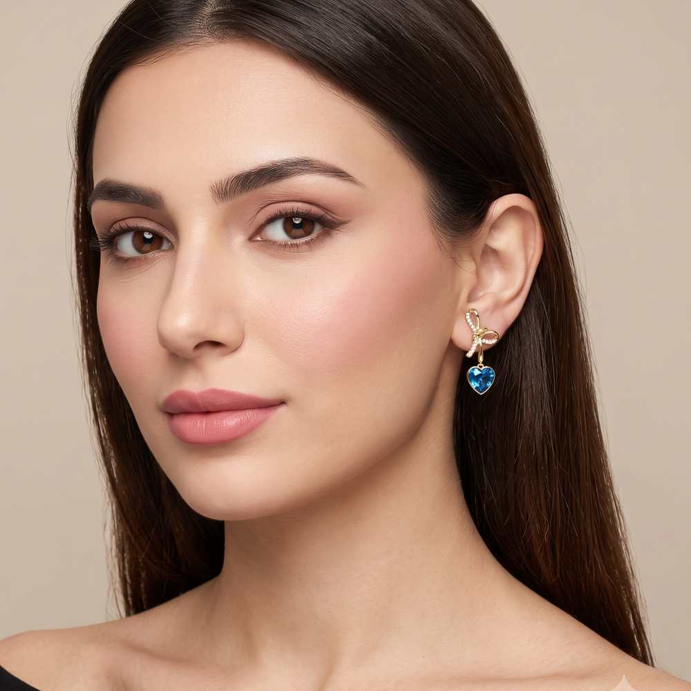 Ocean Bow Heart Earrings