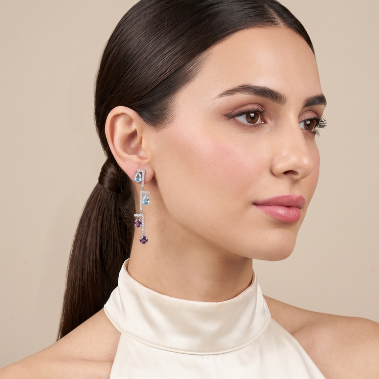 Cascade Crystal Tiered Earrings