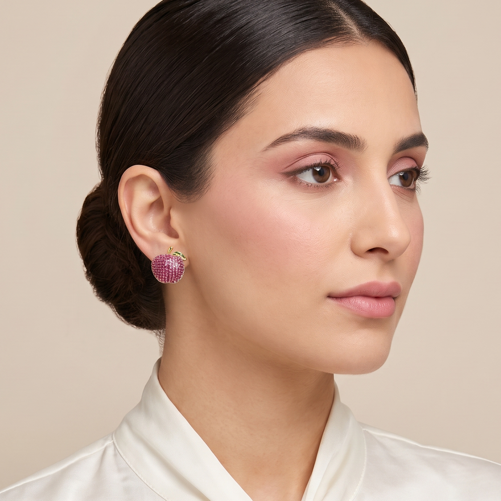 Apple Of My Eye Studs - Hot Pink