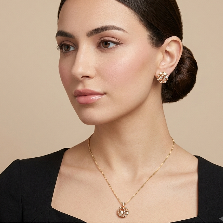 Champagne Cluster Pendant Set