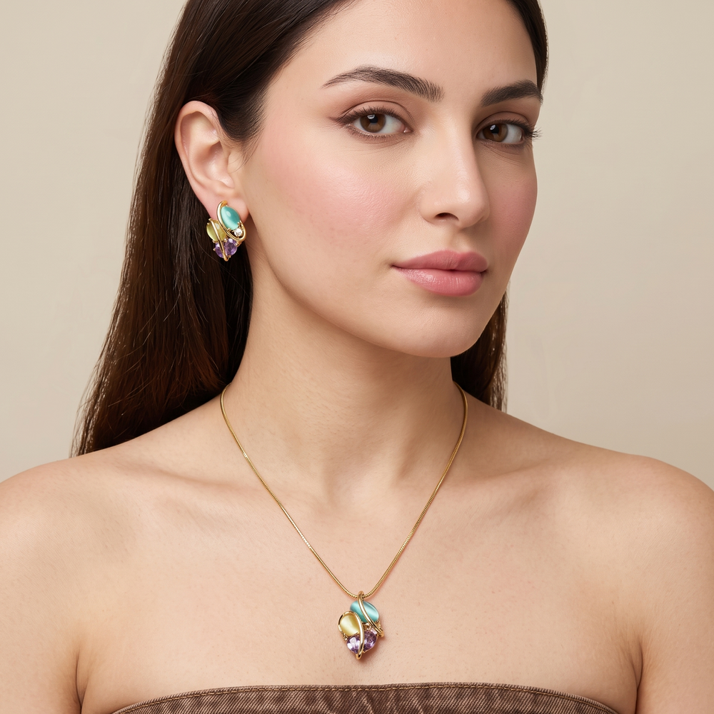 Firoza Bloom Pendant Set-Edgy Collection