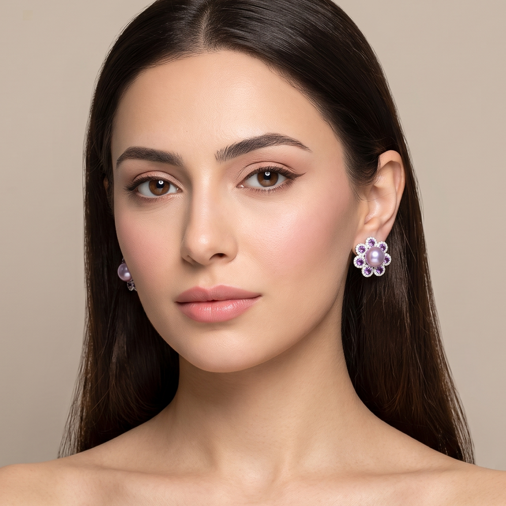 Lavender Daisy Earring