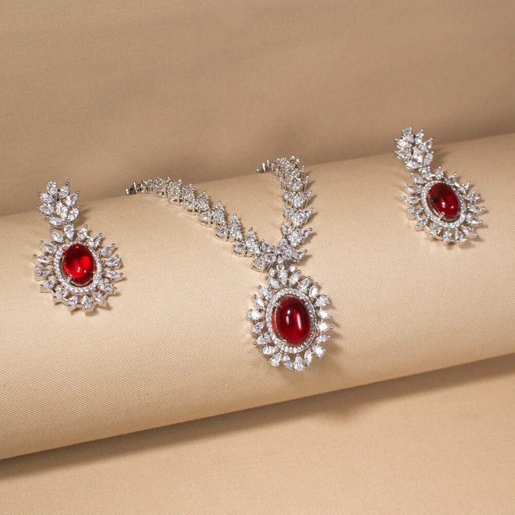 Alessia Necklace Set - Red