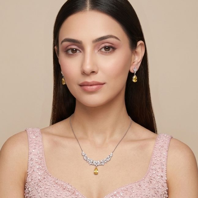 Amber Haze Sparkle Necklace Set