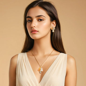 Amber Tide Pendant Set  - Edgy Collection